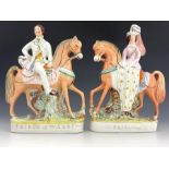 A pair of 19th Century Staffordshire flatback figure groups, Prince and Princess of Wales on