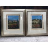 John Wood (British, 20th Century), views in Tuscany, a pair, signed l.r., oil on board, 30 by