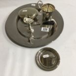 A collection of silver plate, to include a Worcester Cathedral Evensong pin dish, small trumpet