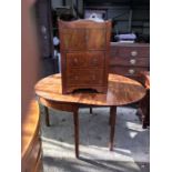 A George III mahogany drop-leaf Demi lune breakfast table, 134cm wide x 73.5 cm high and 107cm deep,