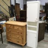 A pine chest of two short over three long drawers, 91cm wide, 94cm high, together an IKEA two door