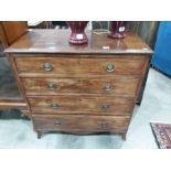 A 19th Century mahogany chest of drawers, moulded top, four long graduated drawers with later
