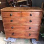 A George III mahogany two section chest, the top of two short over one long drawer, the base with