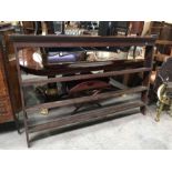 An 18th century oak three shelf plate rack, 177cm wide