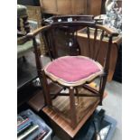 Chairs including a George III oak country Chippendale side chair, two Edwardian walnut salon chairs,