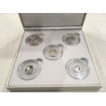 Elizabeth II, silver five-coin sovereign proof set 2019, Gibraltar, in original case