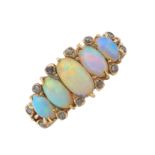 A late Victorian 18ct gold opal and diamond dress ring