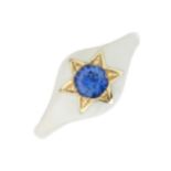 An 18ct gold enamel sapphire band ring