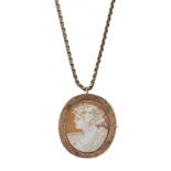 An early 20th century 9ct gold shell cameo pendant