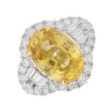 An 18ct gold yellow sapphire and diamond cocktail dress ring
