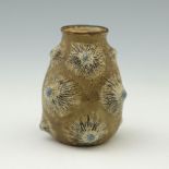 Edwin and Walter Martin for Martin Brothers, a small stoneware Aquatic gourd vase, 1905, conical