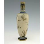 Edwin Martin for Martin Brothers, a stoneware wildflower vase, 1883, shouldered form, sgraffito