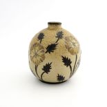 Robert Wallace Martin for Martin Brothers, a stoneware floral vase, 1884, spherical form,