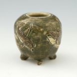 Robert Wallace Martin for Martin Brothers, a small stoneware Aquatic vase, 1904, square section