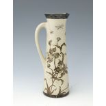 Edwin Martin for Martin Brothers, a stoneware wildflower jug, 1898, conical form sgraffito decorated