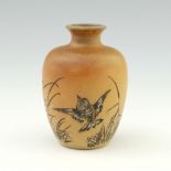 Edwin Martin for Martin Brothers, a small stoneware bird vase, 1902, shouldered form, sgraffito