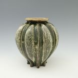 Edwin and Walter Martin for Martin Brothers, a large stoneware gourd vase, 1900, ribbed and lobed