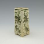 Robert Wallace Martin for Martin Brothers, a stoneware Aquatic vase, 1904, square section organic