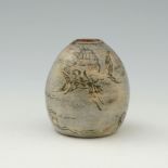 Robert Wallace Martin for Martin Brothers, a small stoneware Aquatic vase, 1909, ovoid conical form,