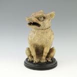 Robert Wallace Martin for Martin Brothers, a stoneware sculptural dog jar and cover, 1895,