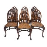 Stuart Linford, a bespoke set of eight burr elm dining chairs, (two carvers), Gothic arched backs