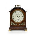 David Morice, London, a Regency bracket clock, circa 1820, arched top flame mahogany case with