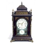 Spencer & Perkins, London, a George III mahogany bracket clock, caddy top with gilt metal urn