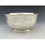 A large North American sterling silver bowl, Birks and Co., Canadian marks, footed Revere style,