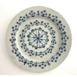 A Delft blue and white broad rimmed charger,