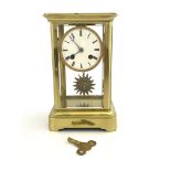 Japy Freres, a French gilt brass four glass regulator mantle clock, white enamelled dial with