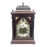 Windmills, London, a George II bracket clock, mahogany chamfered case, caddy top with brass