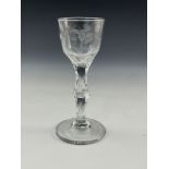 A Jacobite engraved wine glass