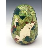 Sally Tuffin for Dennis Chinaworks, mother nature jar and cover, ovoid form, 20cm high