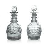A pair of Anglo Irish cut glass decanters
