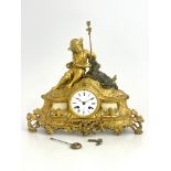 A late 19th Century French gilt ormolu bracket clock, circa 1870, of Baroque design, surmounted with