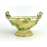 A 19th century Spode Schneeballen twin handled bowl, 4670 pattern, footed form, florally