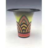 Sally Tuffin for Dennis Chinaworks, Egyptian Sunburst vase, flared trumpet form, 21cm high