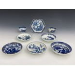 A Collection of Worcester blue and white tea bowl and saucers, circa 1775-1790, including The