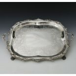 Gorham & Co, a large plated twin handled sideboard tray, Rococo design with a serpentine and