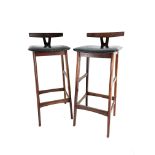 Erik Buch for Dyrlund, a pair of Danish rosewood bar stools, 1960's, low lumbar supports, black