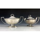 A matched pair of George III silver sauce tureens