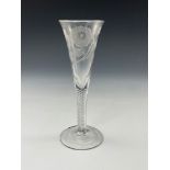 A Jacobite air twist wine glass or flute