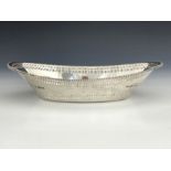 A Victorian silver basket, James Dixon & Sons, London 1896, reticulated boat form, beaded and