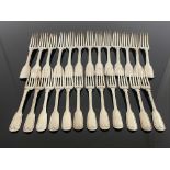A part canteen of Victorian silver flatware, Elizabeth Eaton, London 1846, Fiddle and Thread