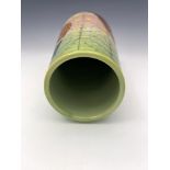 Sally Tuffin for Dennis Chinaworks, Pheasant vase, tapered cylindrical form, 33.5cm high