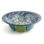 John Pearson, an Arts and Crafts lustre bowl, circular flared form, the centre painted with a band
