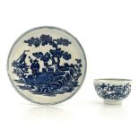 A Lowestoft blue and white miniature tea bowl, circa 1770, together with a Liverpool porcelain,