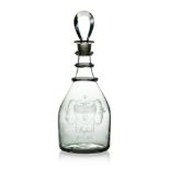 A George III etched glass three ring neck decanter
