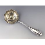 A Secessionist silver strawberry sugar sifter spoo