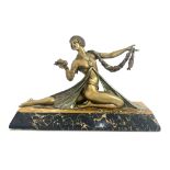 Jacques Limousin (French, 20th Century), Egyptian lady, patinated art metal figure of Siena marble